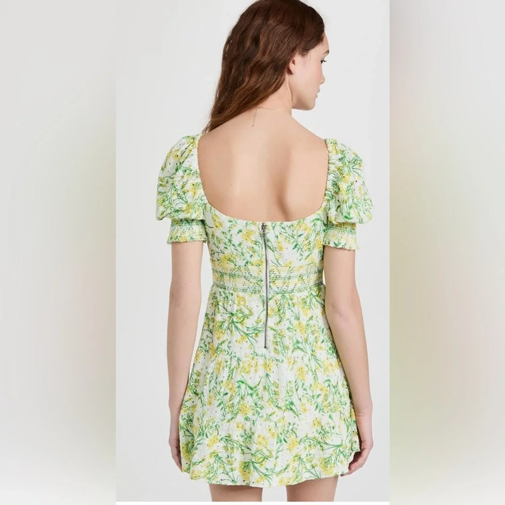 NWT Alice + Olivia Kristie Sweetheart Puff Sleeve Mini Dress wedding guest 6 8 - Picture 3 of 7
